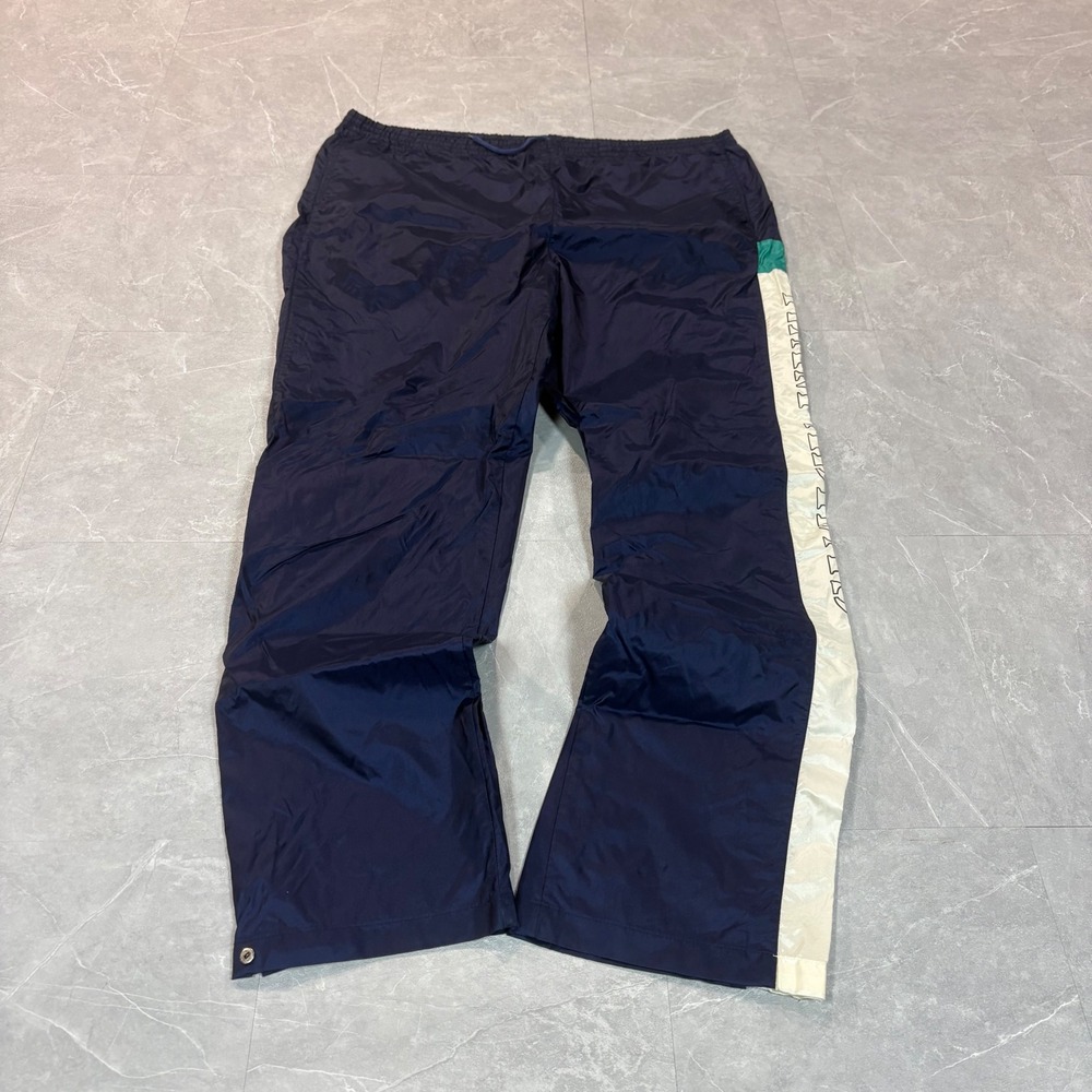 Vintage Adidas Team Adidas Navy Blue Nylon Track Pants Windbreaker Mens Snap Leg
